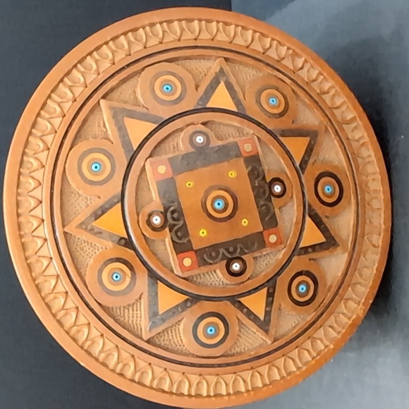 VGT,1983 Decorative Round Brown/ Orange Ukranian Hutsul Box. - Picture 3 of 9